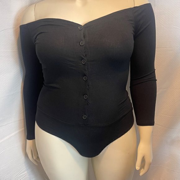 Fool In‎ Love Off Shoulder Bodysuit Black Size 2X RefFNB - Picture 3 of 16